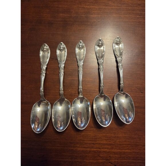5 Antique 1881 Rogers LA‎ VIGNE GRAPE 1908 Silverplate 5 Teaspoons Spoons - Picture 2 of 13